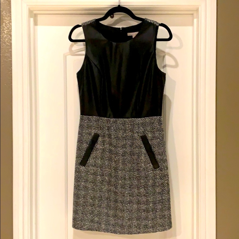 Feaux leather and tweed dress